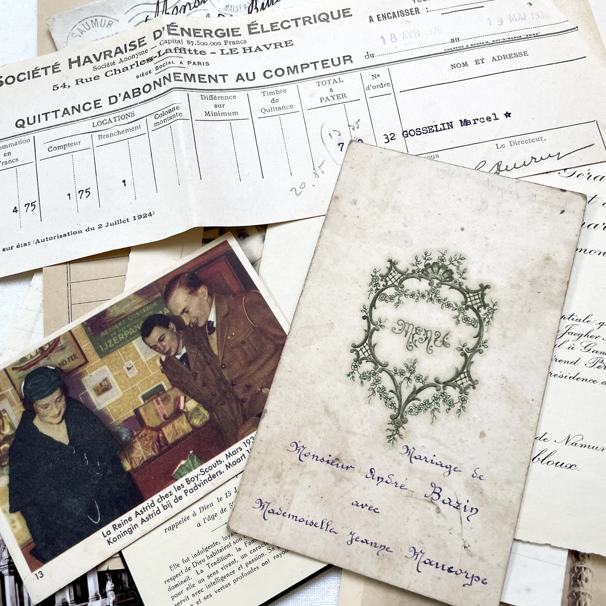 1930s - French Ephemera Lot - Vintage Paper Pack for Junk Journaling and Scrapbooking - Antique Letters, Postcards, Photos, & Invoices