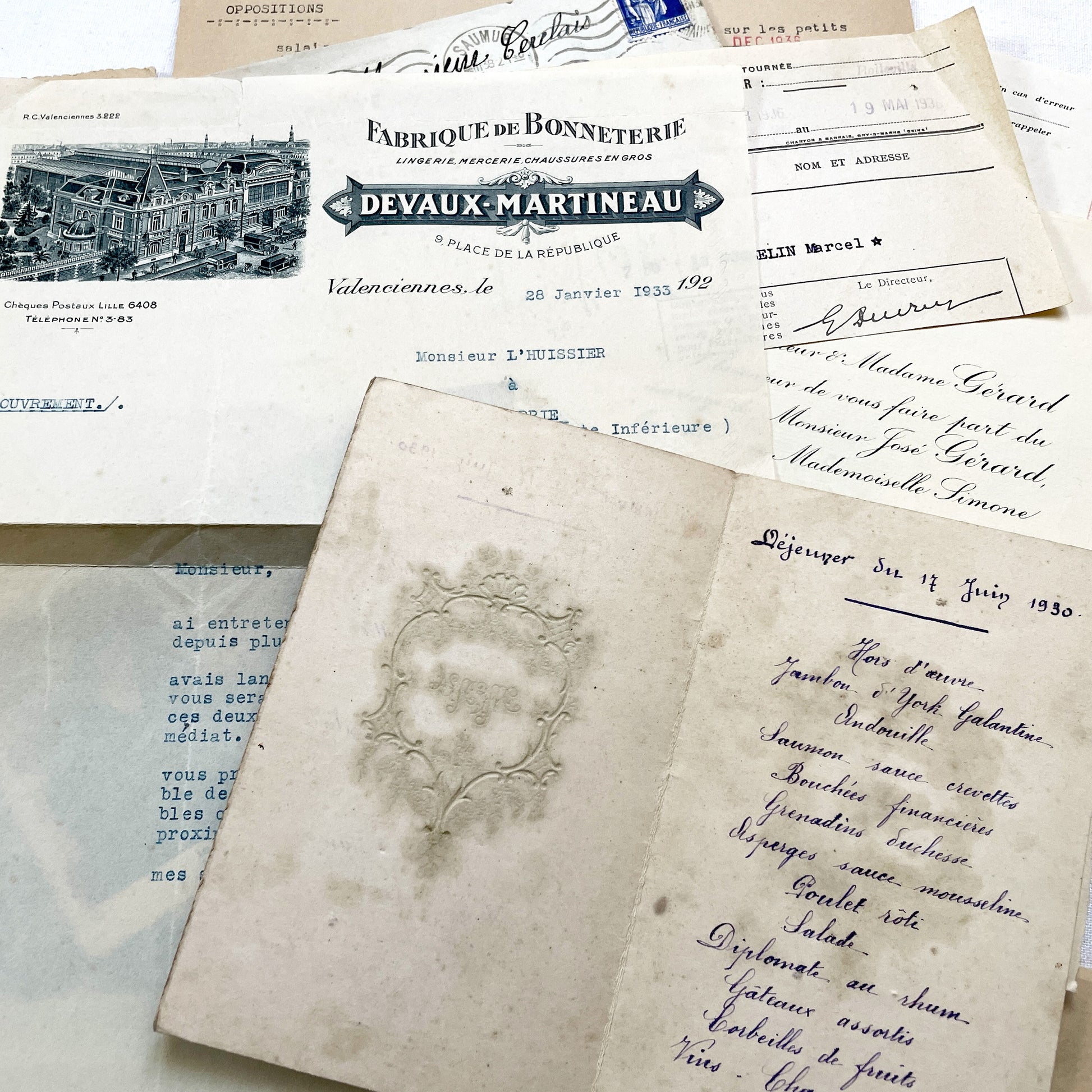 1930s - French Ephemera Lot - Vintage Paper Pack for Junk Journaling and Scrapbooking - Antique Letters, Postcards, Photos, & Invoices