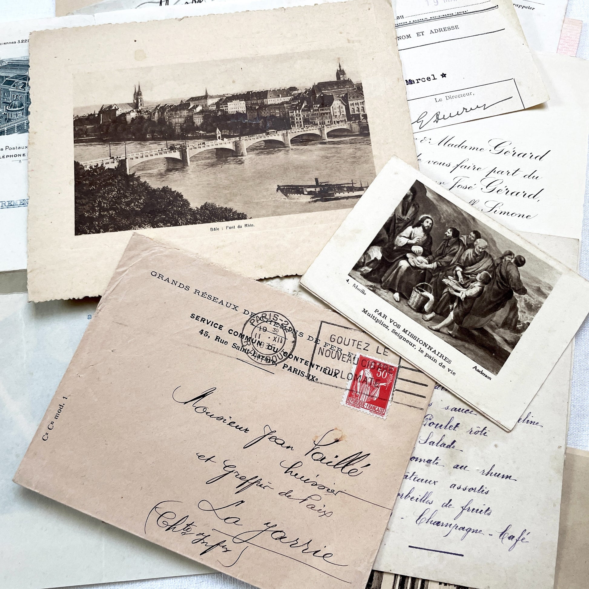 1930s - French Ephemera Lot - Vintage Paper Pack for Junk Journaling and Scrapbooking - Antique Letters, Postcards, Photos, & Invoices