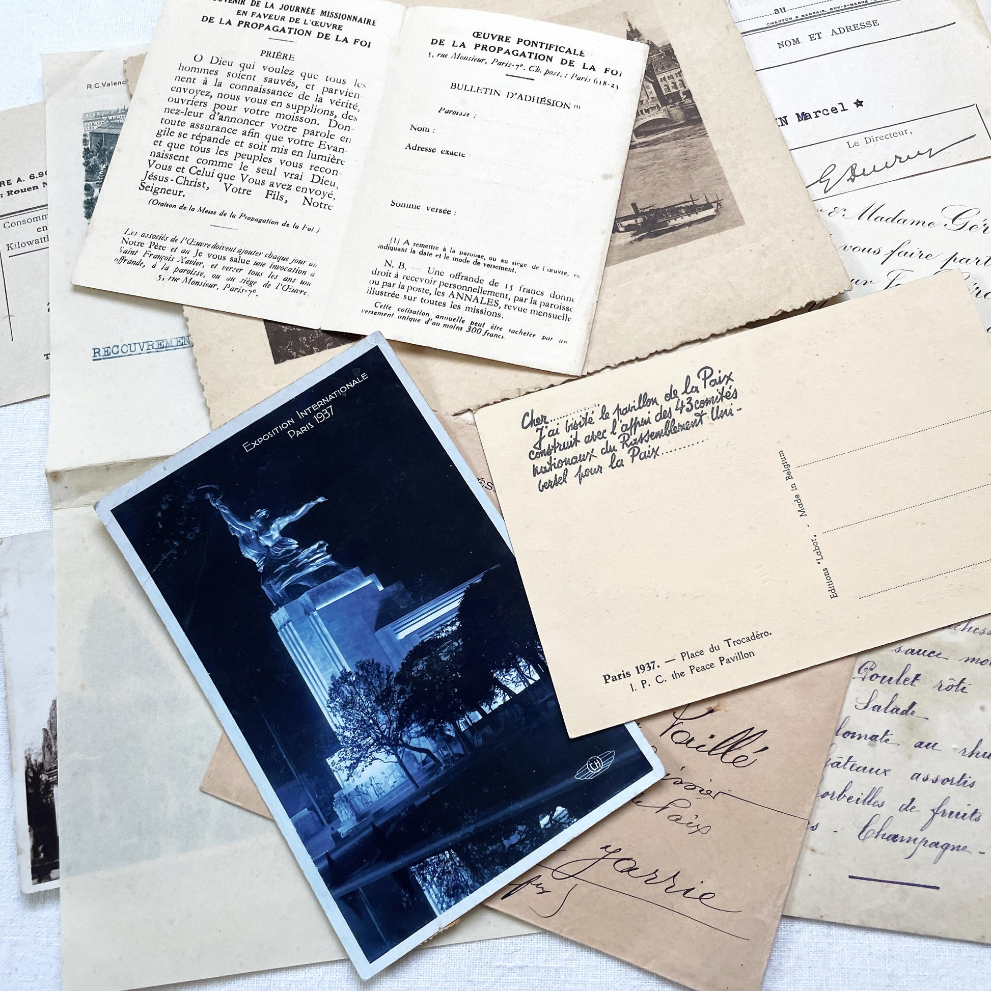 1930s - French Ephemera Lot - Vintage Paper Pack for Junk Journaling and Scrapbooking - Antique Letters, Postcards, Photos, & Invoices