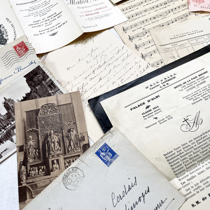 1930s - Authentic French Ephemera Collection - Vintage Paper Lot - Mixed Media - Letters - Invoices - Postcards - Historical Documents