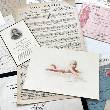 1930s - Authentic French Ephemera Collection - Vintage Paper Lot - Mixed Media - Letters - Invoices - Postcards - Historical Documents