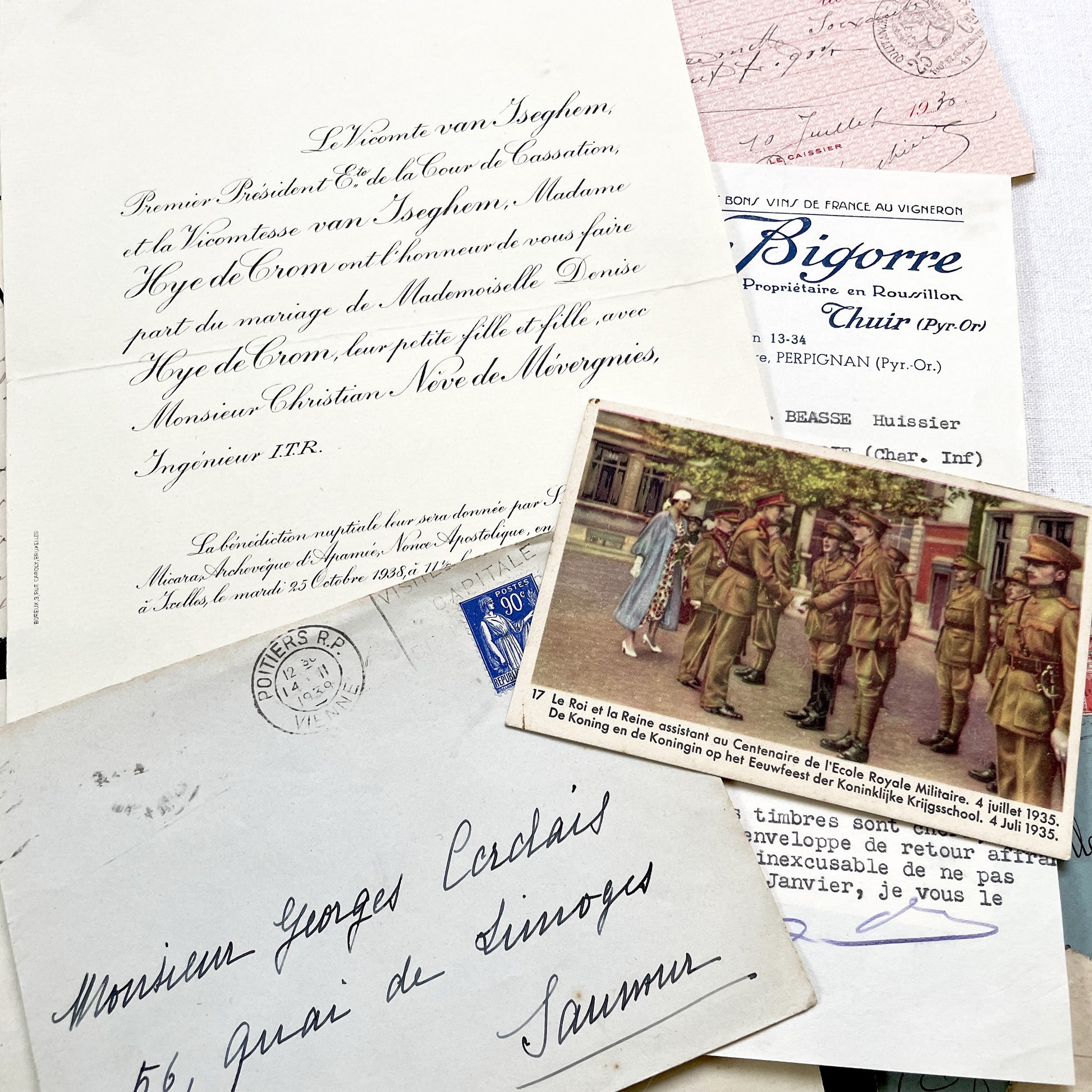 1930s - Authentic French Ephemera Collection - Vintage Paper Lot - Mixed Media - Letters - Invoices - Postcards - Historical Documents