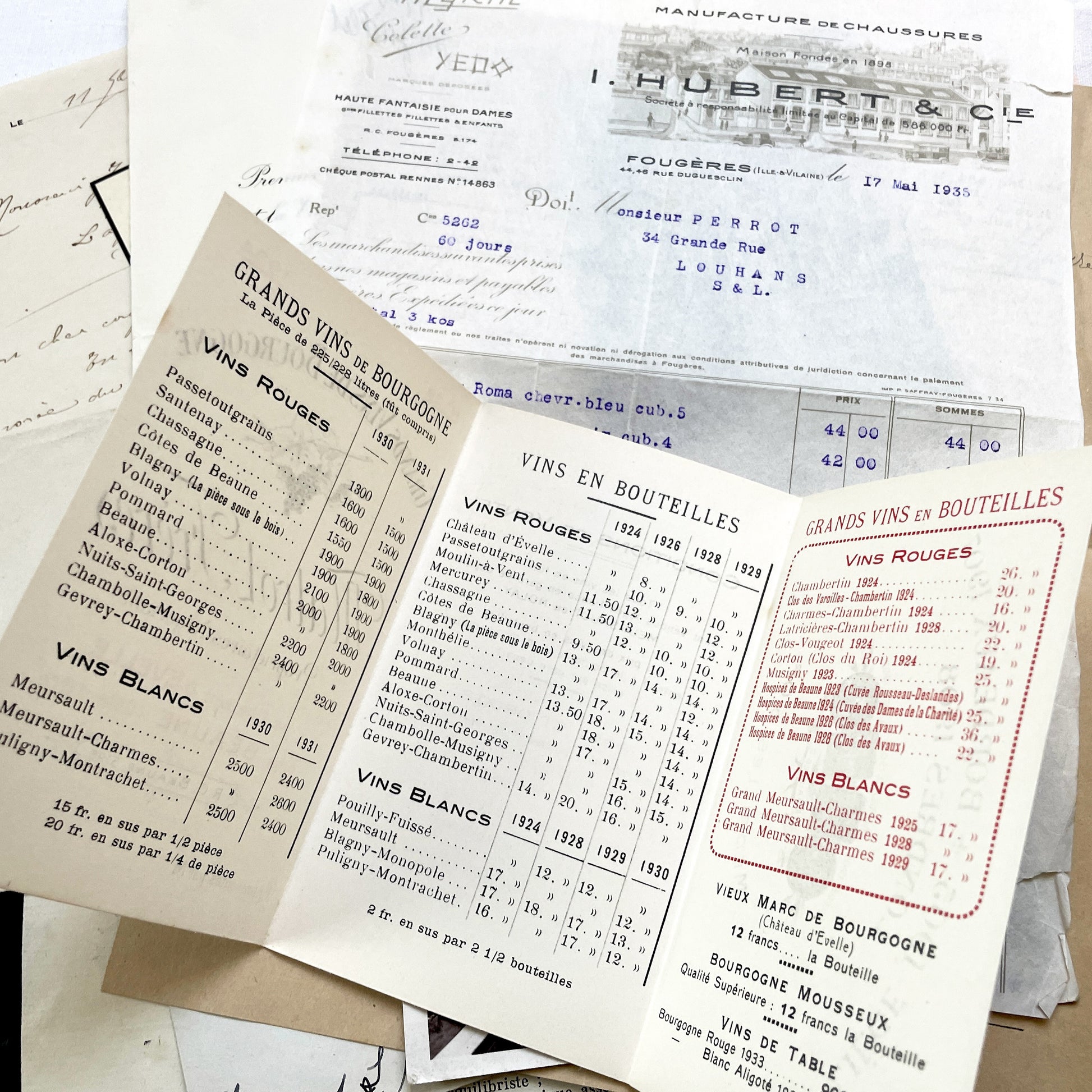 1930s - Authentic French Ephemera Collection - Vintage Paper Lot - Mixed Media - Letters - Invoices - Postcards - Historical Documents
