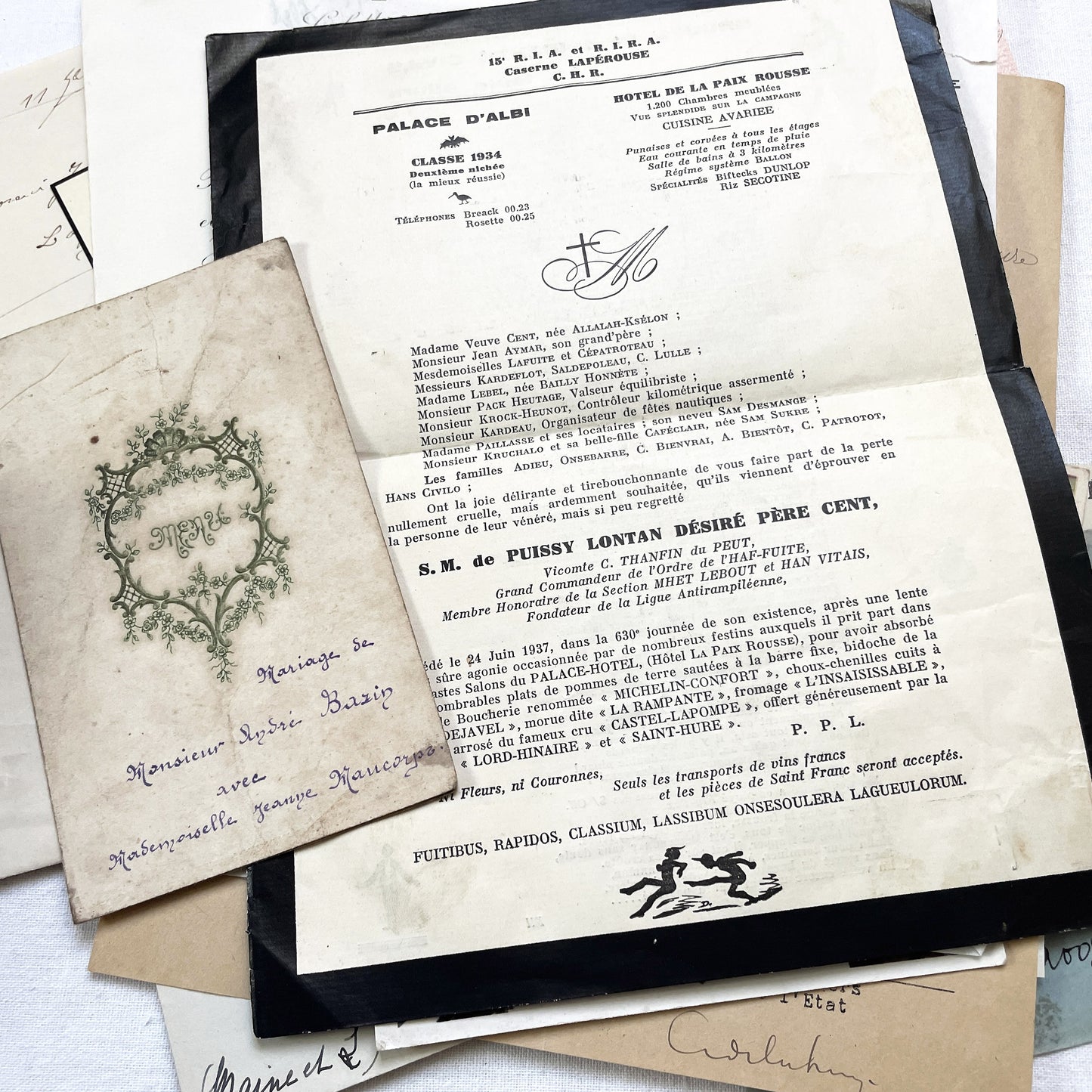 1930s - Authentic French Ephemera Collection - Vintage Paper Lot - Mixed Media - Letters - Invoices - Postcards - Historical Documents