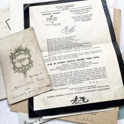 1930s - Authentic French Ephemera Collection - Vintage Paper Lot - Mixed Media - Letters - Invoices - Postcards - Historical Documents