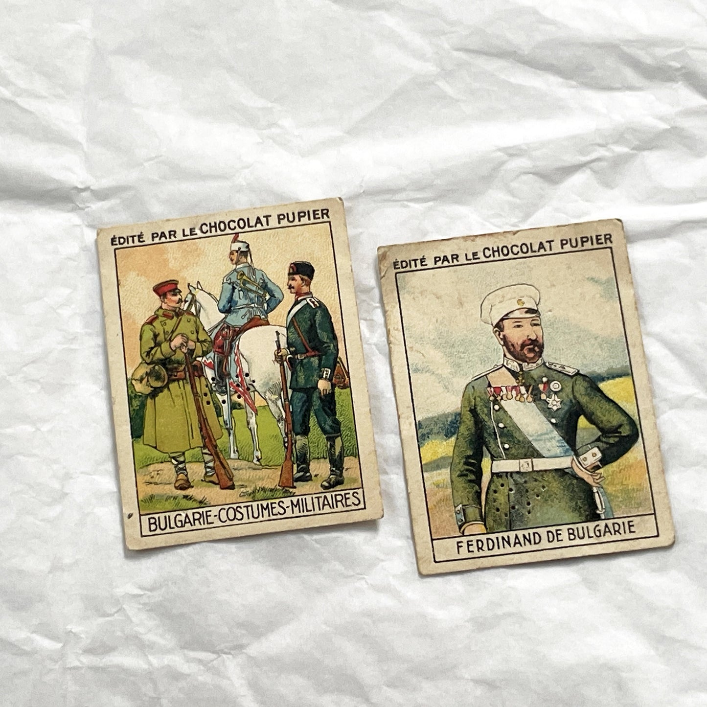 1920s - 10 Chocolat Pupier Trade Cards - Bulgaria & Romania Collection - Vintage Collectibles - Royalty & Military Uniforms - Maps & City