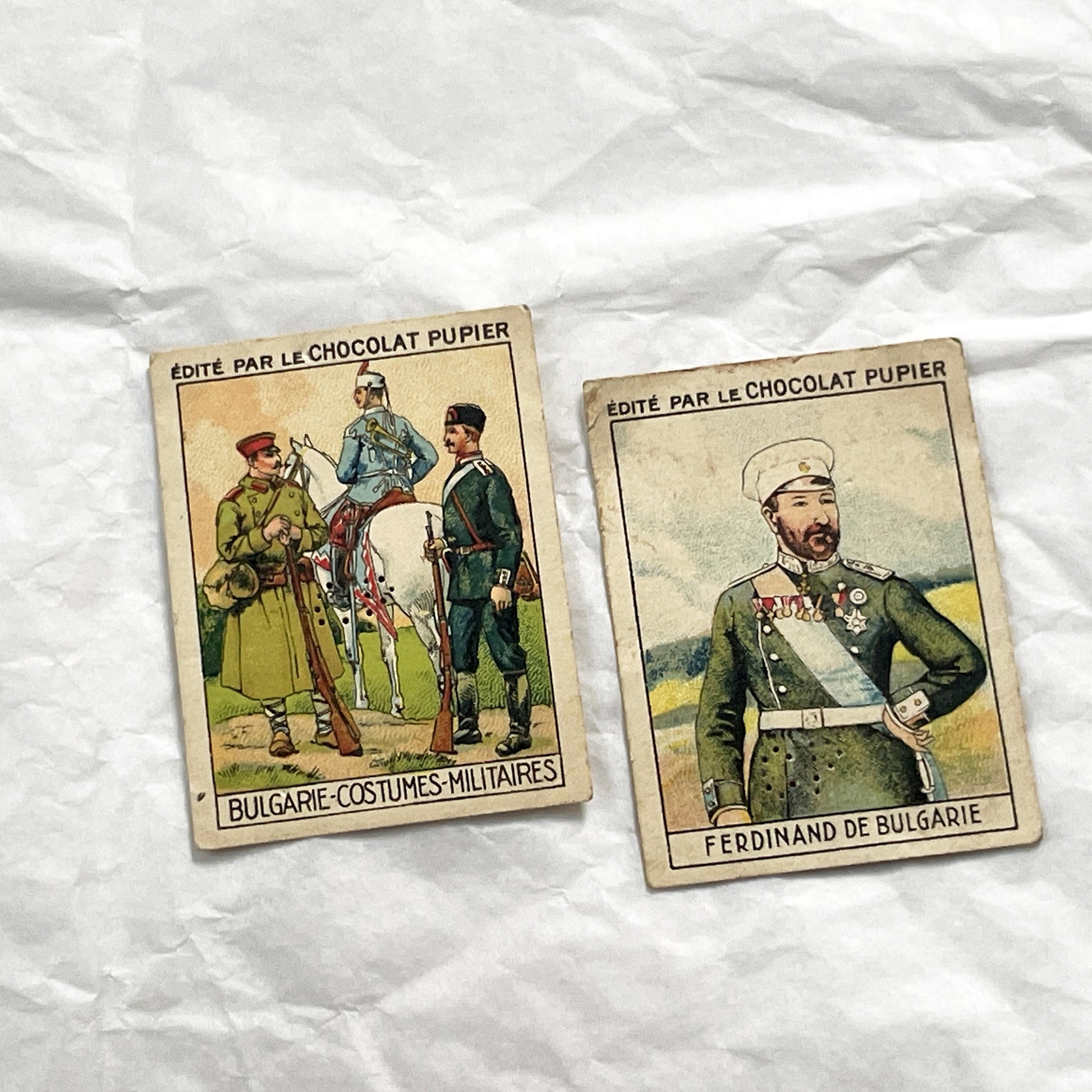 1920s - 10 Chocolat Pupier Trade Cards - Bulgaria & Romania Collection - Vintage Collectibles - Royalty & Military Uniforms - Maps & City