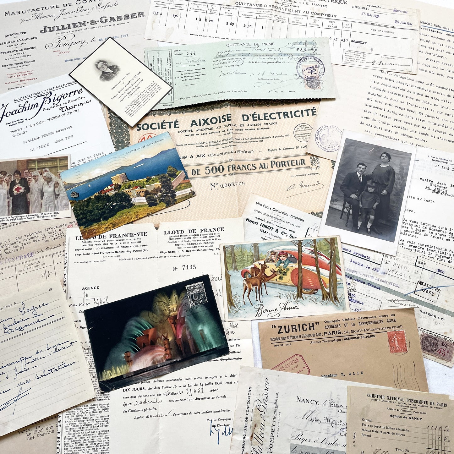 1930s - French Ephemera Documents - Vintage Paper Lot - Junk Journaling - Scrapbooking - Collectible Historic French Mementos