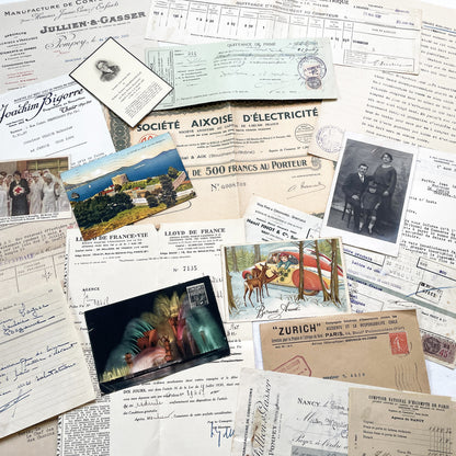 1930s - French Ephemera Documents - Vintage Paper Lot - Junk Journaling - Scrapbooking - Collectible Historic French Mementos