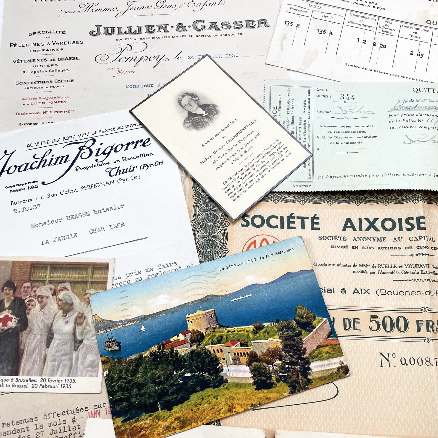 1930s - French Ephemera Documents - Vintage Paper Lot - Junk Journaling - Scrapbooking - Collectible Historic French Mementos