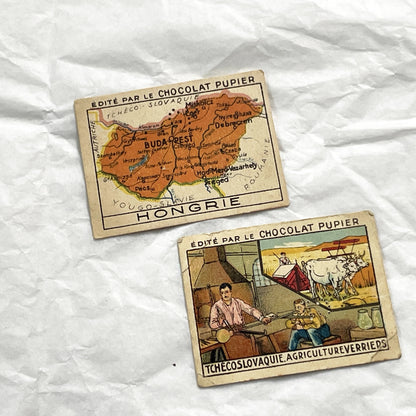 1920s - 10 Vintage Chocolat Pupier Trade Cards Set - Czechoslovakia & Hungary – Historical Figures, Military – Collectible Chromos
