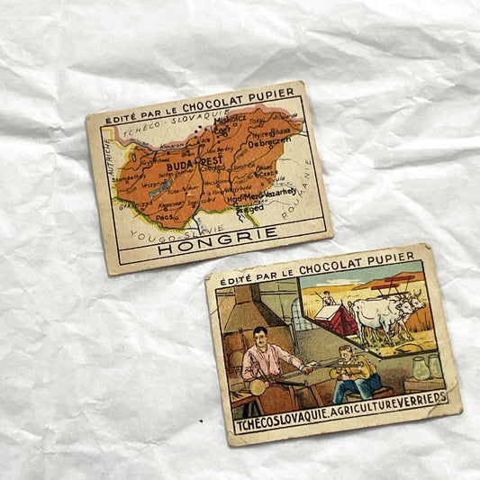 1920s - 10 Vintage Chocolat Pupier Trade Cards Set - Czechoslovakia & Hungary – Historical Figures, Military – Collectible Chromos
