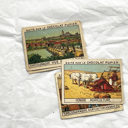 1920s - 10 Vintage Chocolat Pupier Trade Cards Set - Czechoslovakia & Hungary – Historical Figures, Military – Collectible Chromos