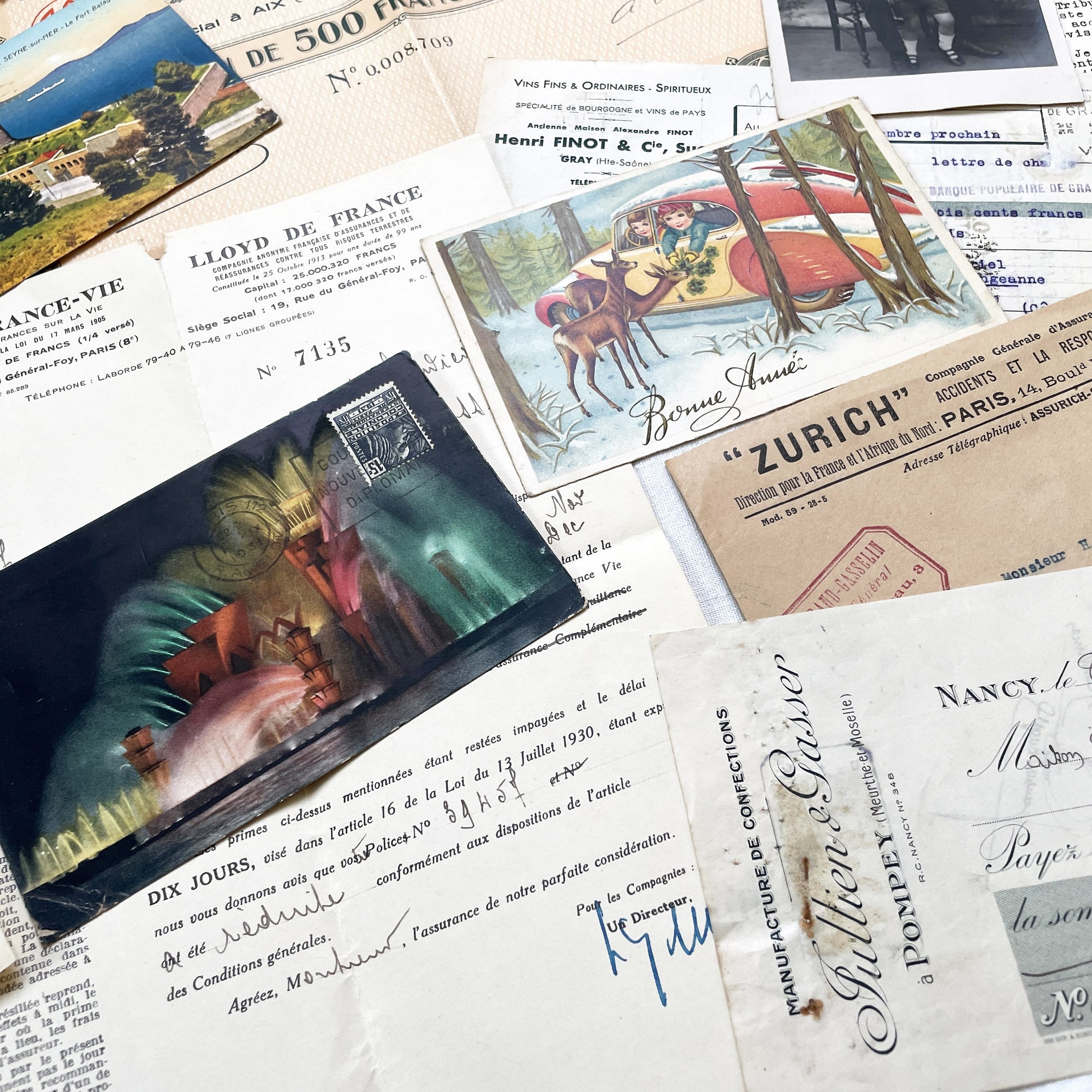 1930s - French Ephemera Documents - Vintage Paper Lot - Junk Journaling - Scrapbooking - Collectible Historic French Mementos