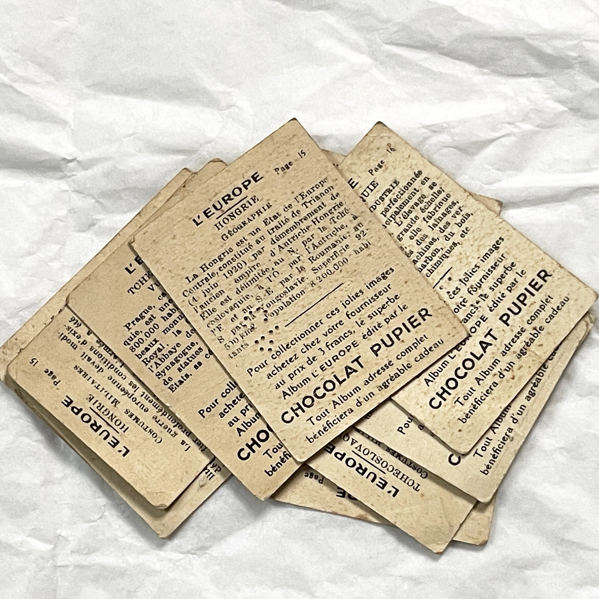 1920s - 10 Vintage Chocolat Pupier Trade Cards Set - Czechoslovakia & Hungary – Historical Figures, Military – Collectible Chromos