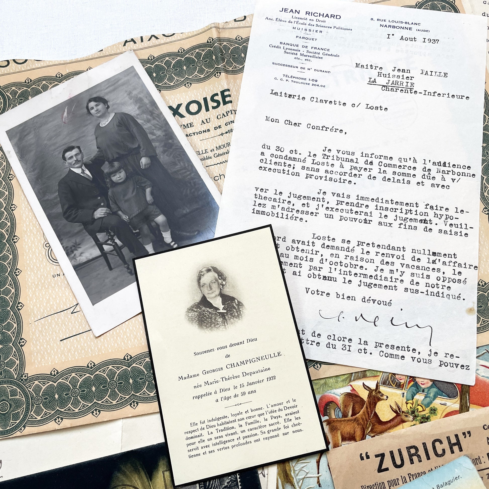 1930s - French Ephemera Documents - Vintage Paper Lot - Junk Journaling - Scrapbooking - Collectible Historic French Mementos