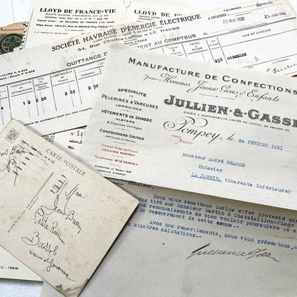 1930s - French Ephemera Documents - Vintage Paper Lot - Junk Journaling - Scrapbooking - Collectible Historic French Mementos