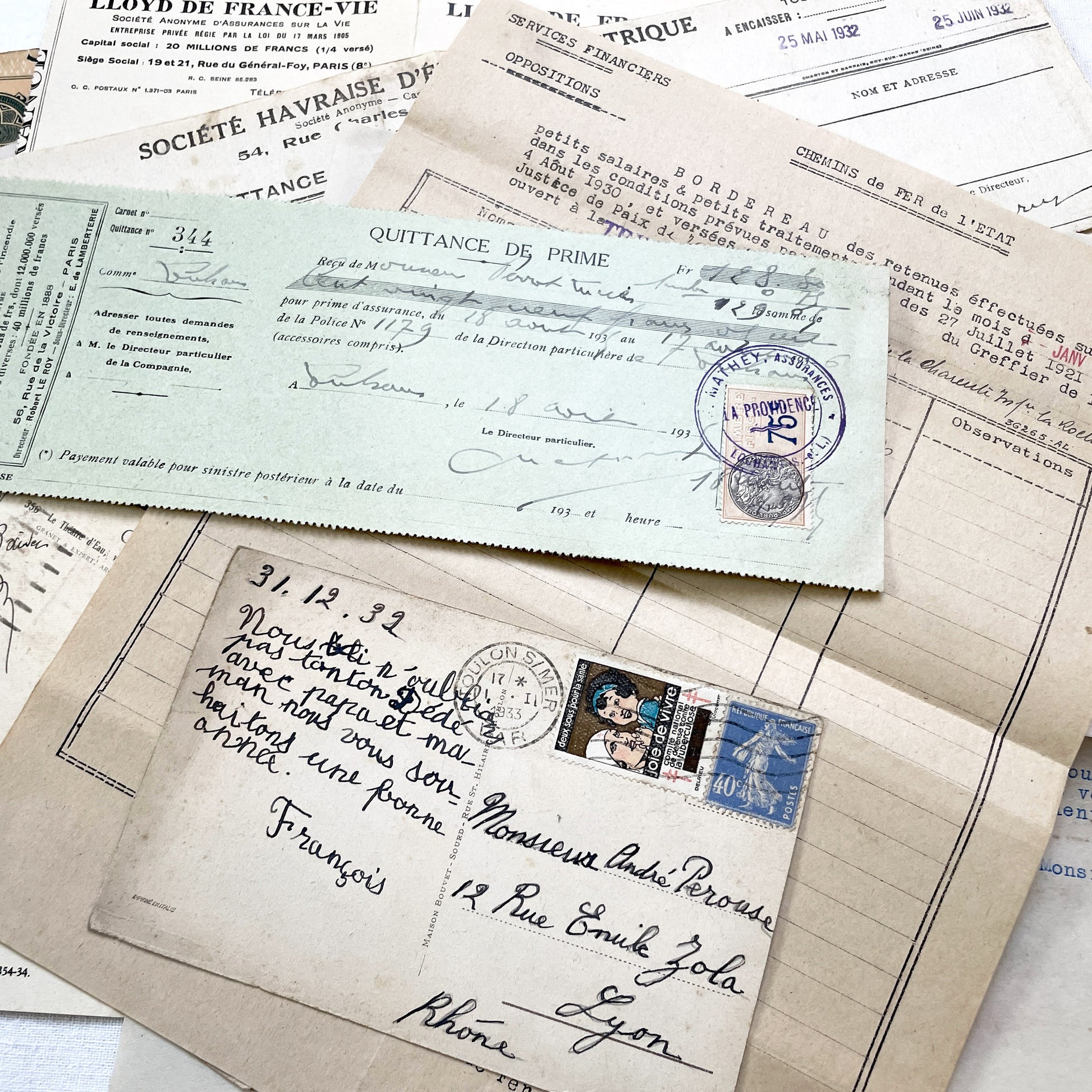 1930s - French Ephemera Documents - Vintage Paper Lot - Junk Journaling - Scrapbooking - Collectible Historic French Mementos