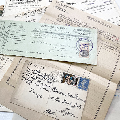 1930s - French Ephemera Documents - Vintage Paper Lot - Junk Journaling - Scrapbooking - Collectible Historic French Mementos