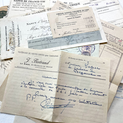 1930s - French Ephemera Documents - Vintage Paper Lot - Junk Journaling - Scrapbooking - Collectible Historic French Mementos