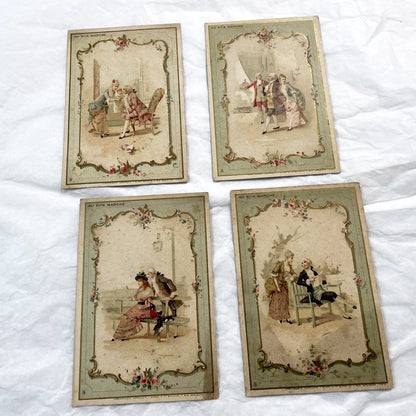 Late 19th - Parisian Advertising Chromo - Au Bon Marche Department Store - Elegant Rococo Illustrations - Vintage French Art