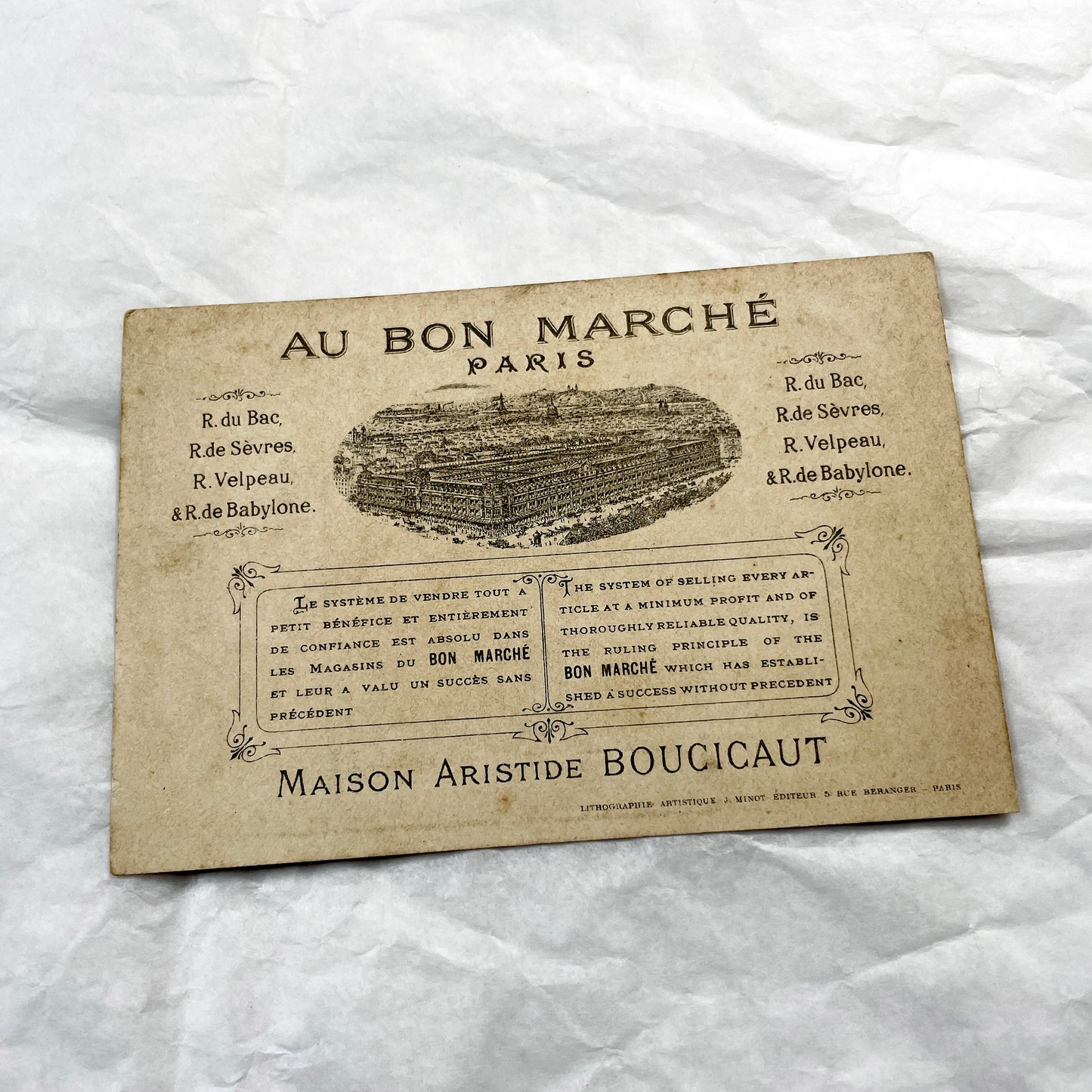 Late 19th - Parisian Advertising Chromo - Au Bon Marche Department Store - Elegant Rococo Illustrations - Vintage French Art