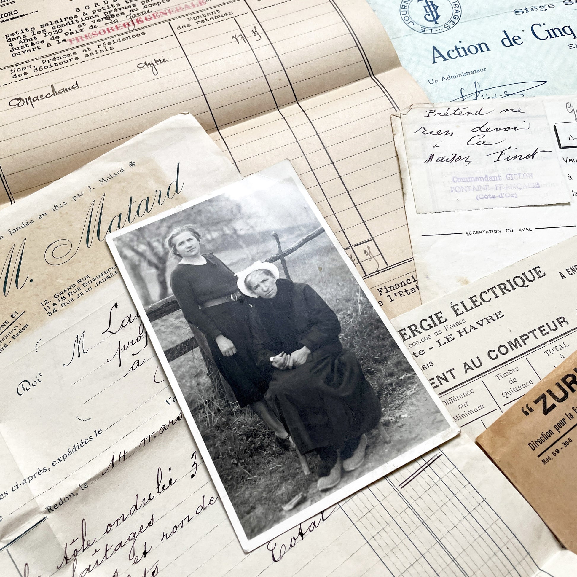 1930s - French Ephemera - Vintage Documents - Letters - Postcards - Invoices - Receipts - Financial Papers - Scrapbooking Junk Journal Lot