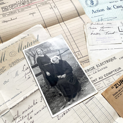 1930s - French Ephemera - Vintage Documents - Letters - Postcards - Invoices - Receipts - Financial Papers - Scrapbooking Junk Journal Lot
