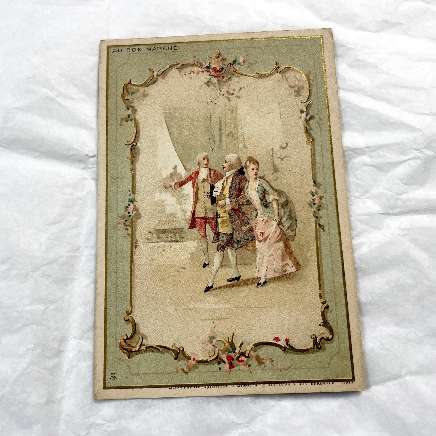 Late 19th - Parisian Advertising Chromo - Au Bon Marche Department Store - Elegant Rococo Illustrations - Vintage French Art