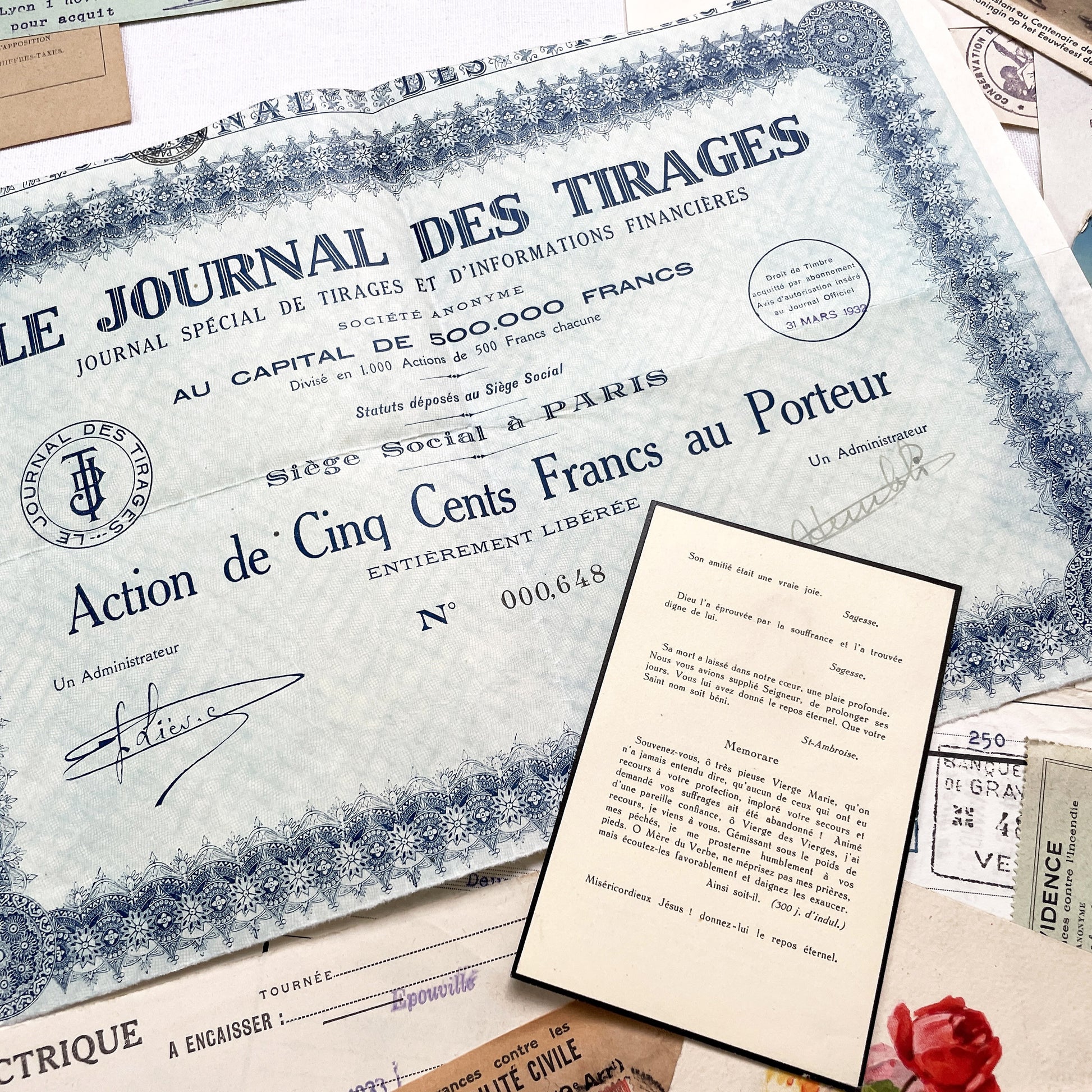 1930s - French Ephemera - Vintage Documents - Letters - Postcards - Invoices - Receipts - Financial Papers - Scrapbooking Junk Journal Lot