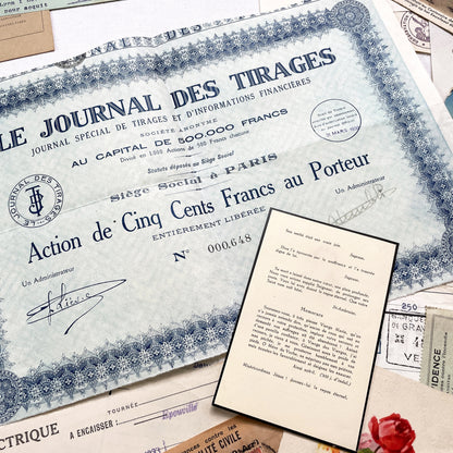 1930s - French Ephemera - Vintage Documents - Letters - Postcards - Invoices - Receipts - Financial Papers - Scrapbooking Junk Journal Lot