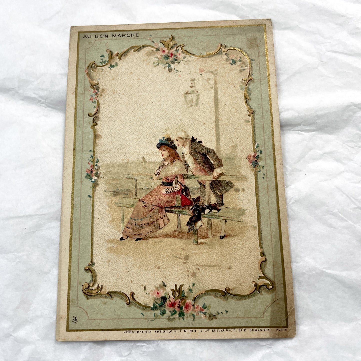 Late 19th - Parisian Advertising Chromo - Au Bon Marche Department Store - Elegant Rococo Illustrations - Vintage French Art