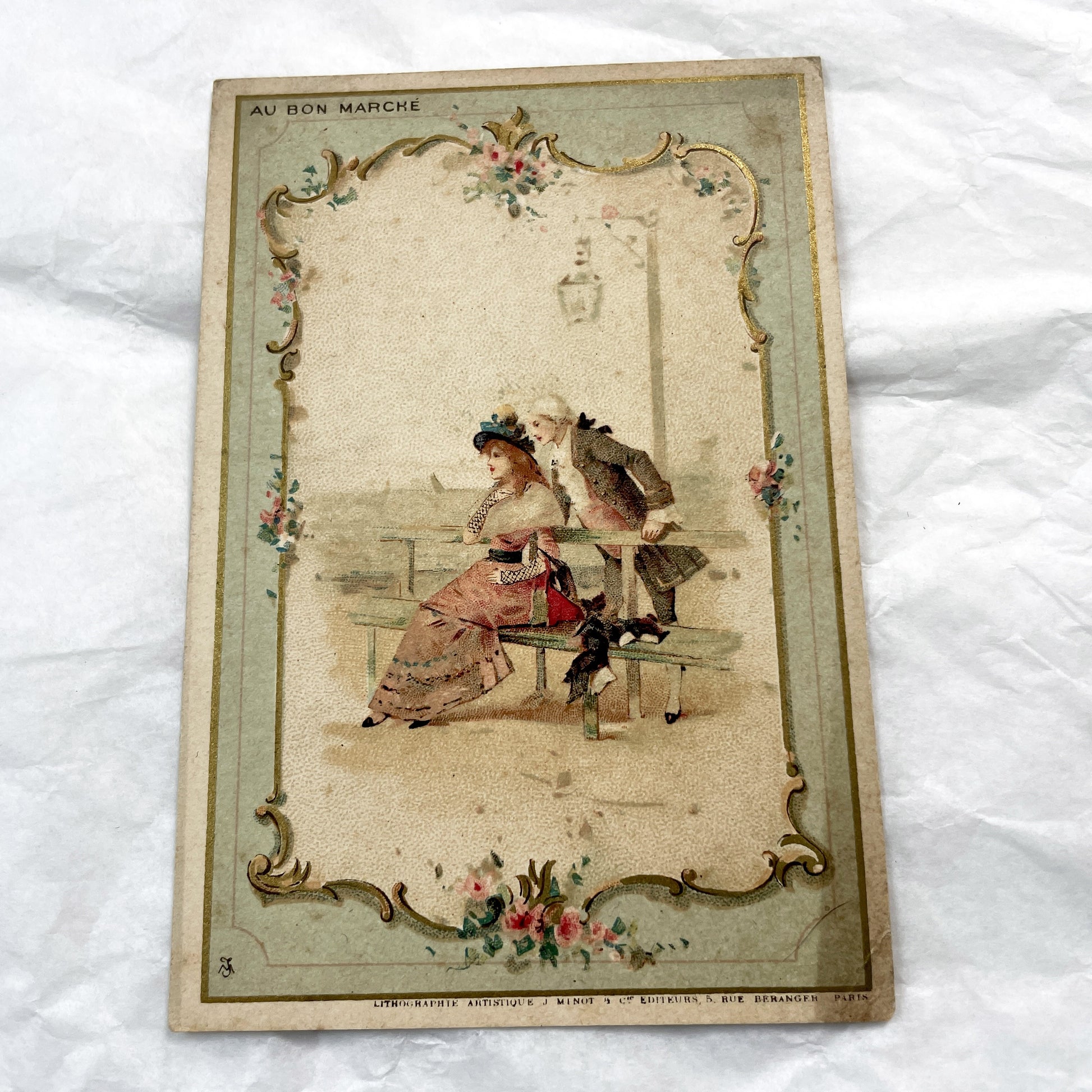 Late 19th - Parisian Advertising Chromo - Au Bon Marche Department Store - Elegant Rococo Illustrations - Vintage French Art