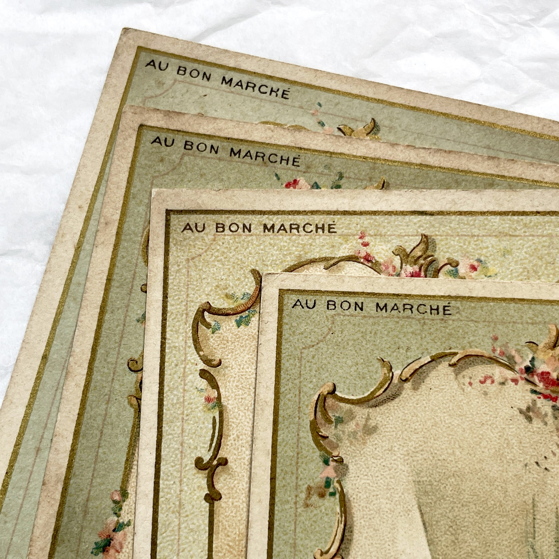 Late 19th - Parisian Advertising Chromo - Au Bon Marche Department Store - Elegant Rococo Illustrations - Vintage French Art