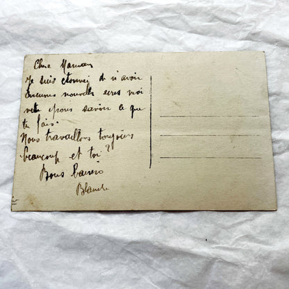 1910s - Vintage French Easter Postcard - Graceful Woman with Chick - Eggs & Flowers - 'Heureuses Pâques' - Parisian Publisher - Antique Art