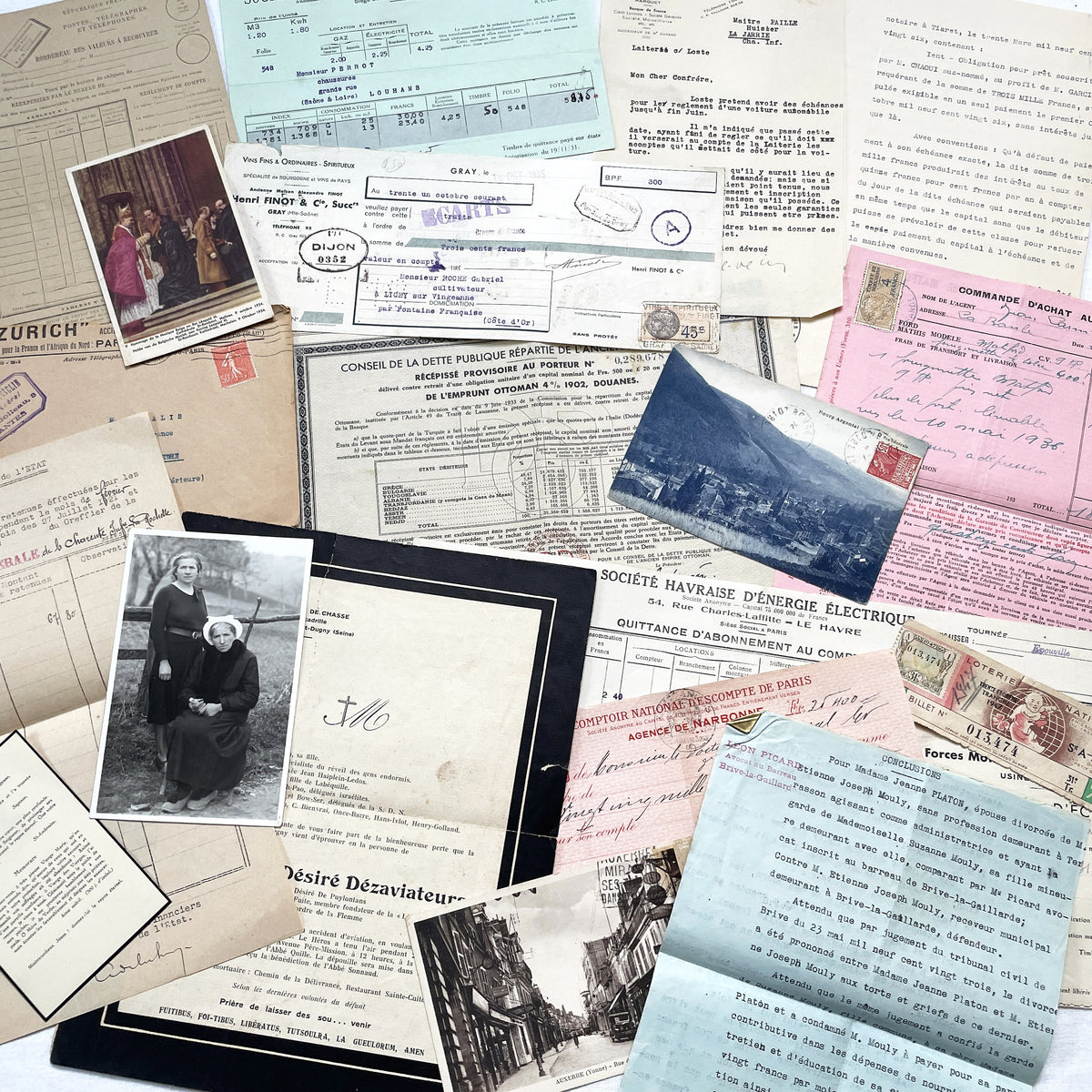 1930s - Authentic French Historical Paper Ephemera Collection - Vintage Documents - Letters - Invoices - Receipts - Photos - Old Paper Lot