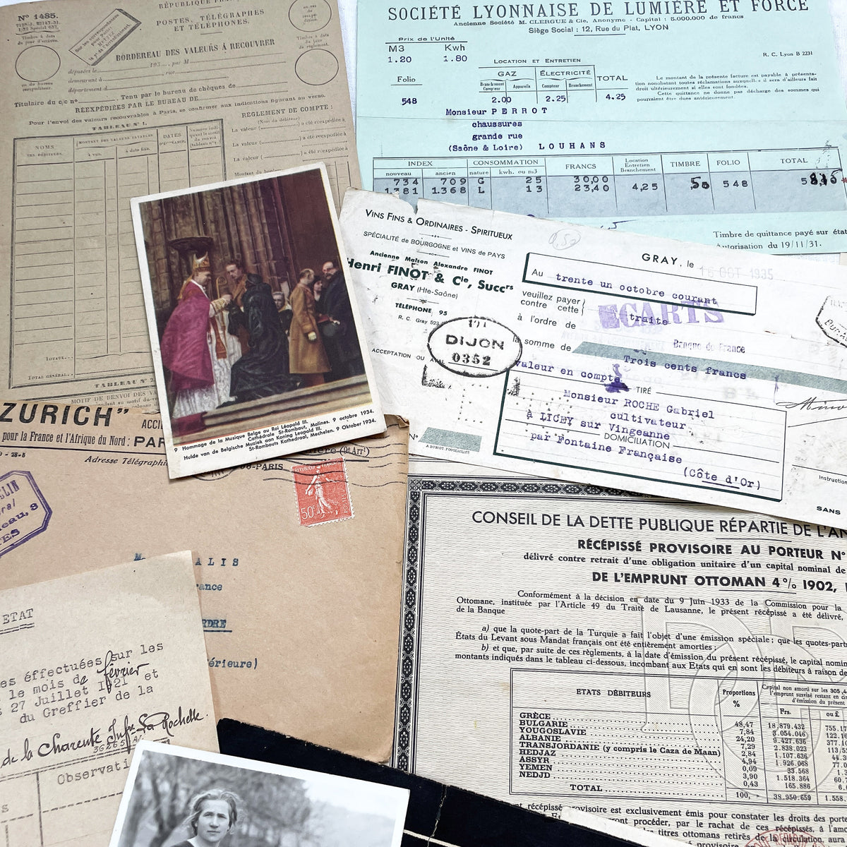 1930s - Authentic French Historical Paper Ephemera Collection - Vintage Documents - Letters - Invoices - Receipts - Photos - Old Paper Lot