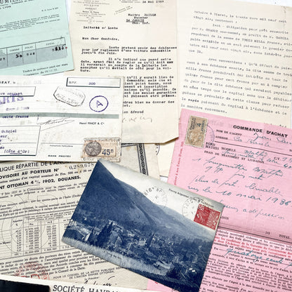 1930s - Authentic French Historical Paper Ephemera Collection - Vintage Documents - Letters - Invoices - Receipts - Photos - Old Paper Lot