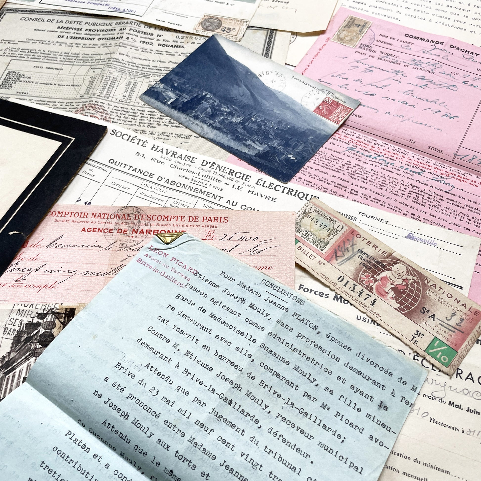 1930s - Authentic French Historical Paper Ephemera Collection - Vintage Documents - Letters - Invoices - Receipts - Photos - Old Paper Lot