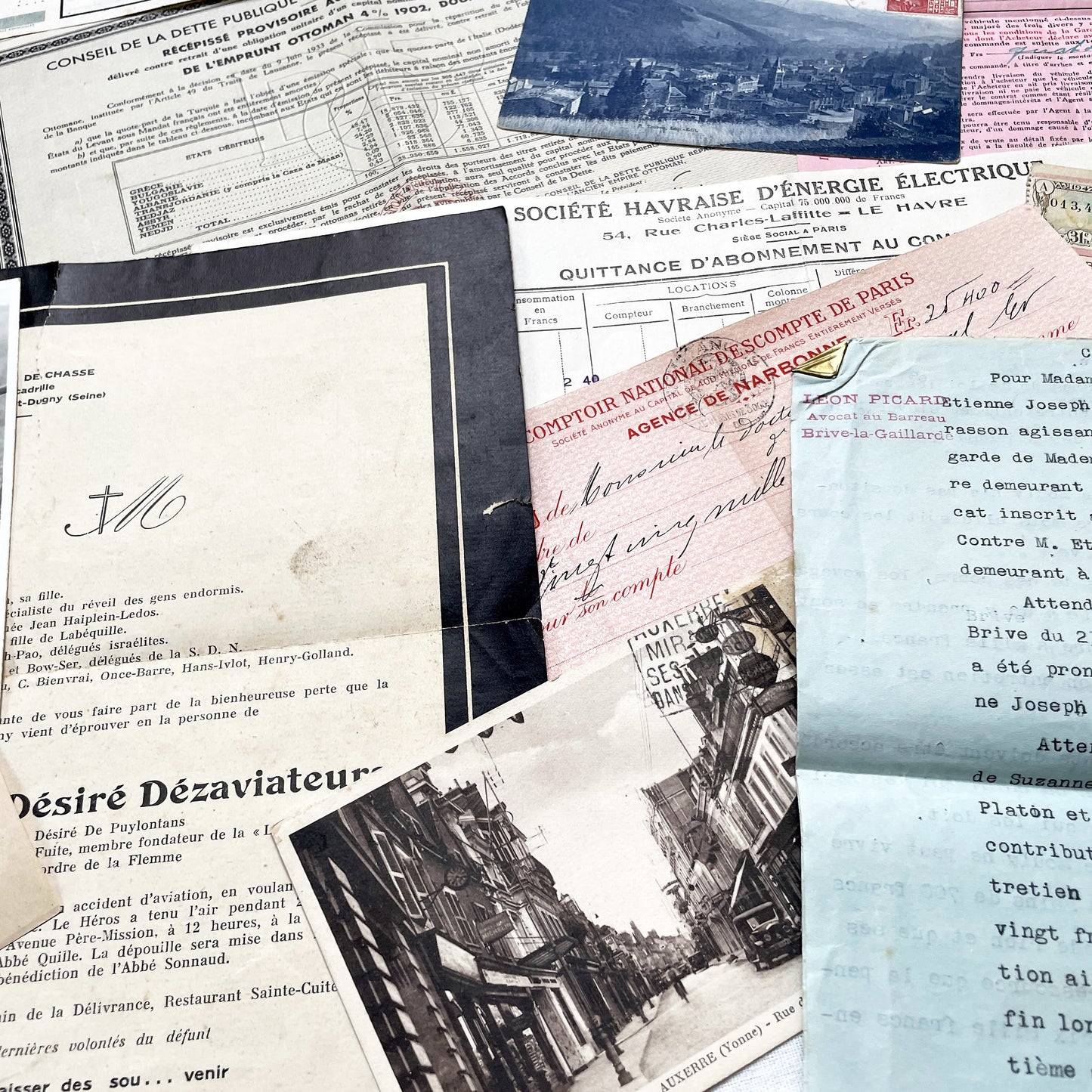 1930s - Authentic French Historical Paper Ephemera Collection - Vintage Documents - Letters - Invoices - Receipts - Photos - Old Paper Lot