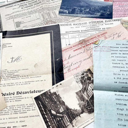 1930s - Authentic French Historical Paper Ephemera Collection - Vintage Documents - Letters - Invoices - Receipts - Photos - Old Paper Lot