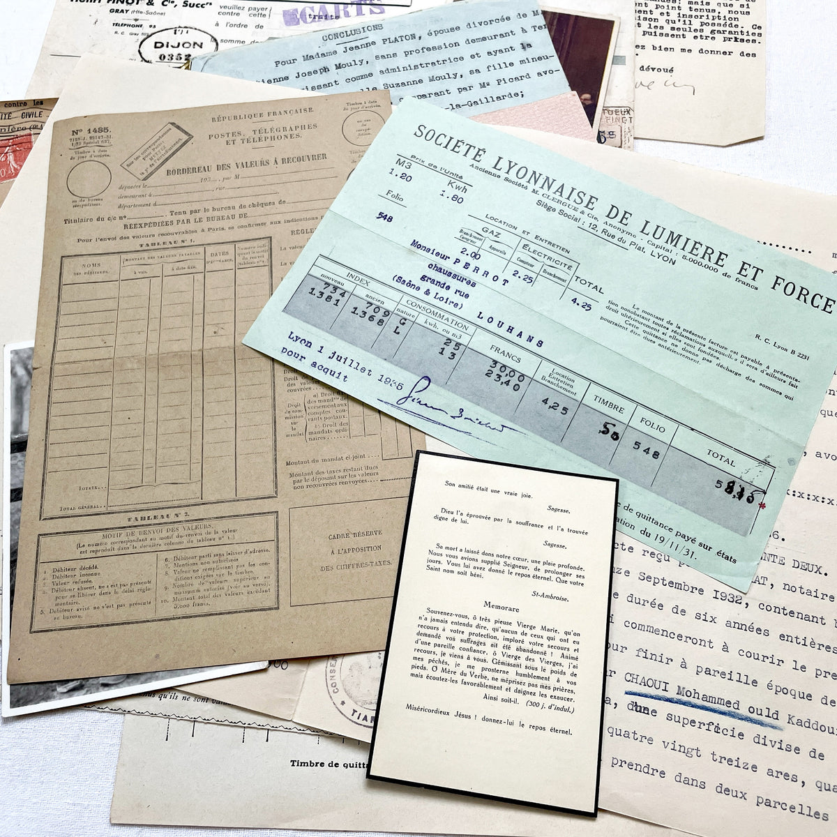 1930s - Authentic French Historical Paper Ephemera Collection - Vintage Documents - Letters - Invoices - Receipts - Photos - Old Paper Lot