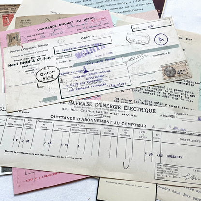 1930s - Authentic French Historical Paper Ephemera Collection - Vintage Documents - Letters - Invoices - Receipts - Photos - Old Paper Lot