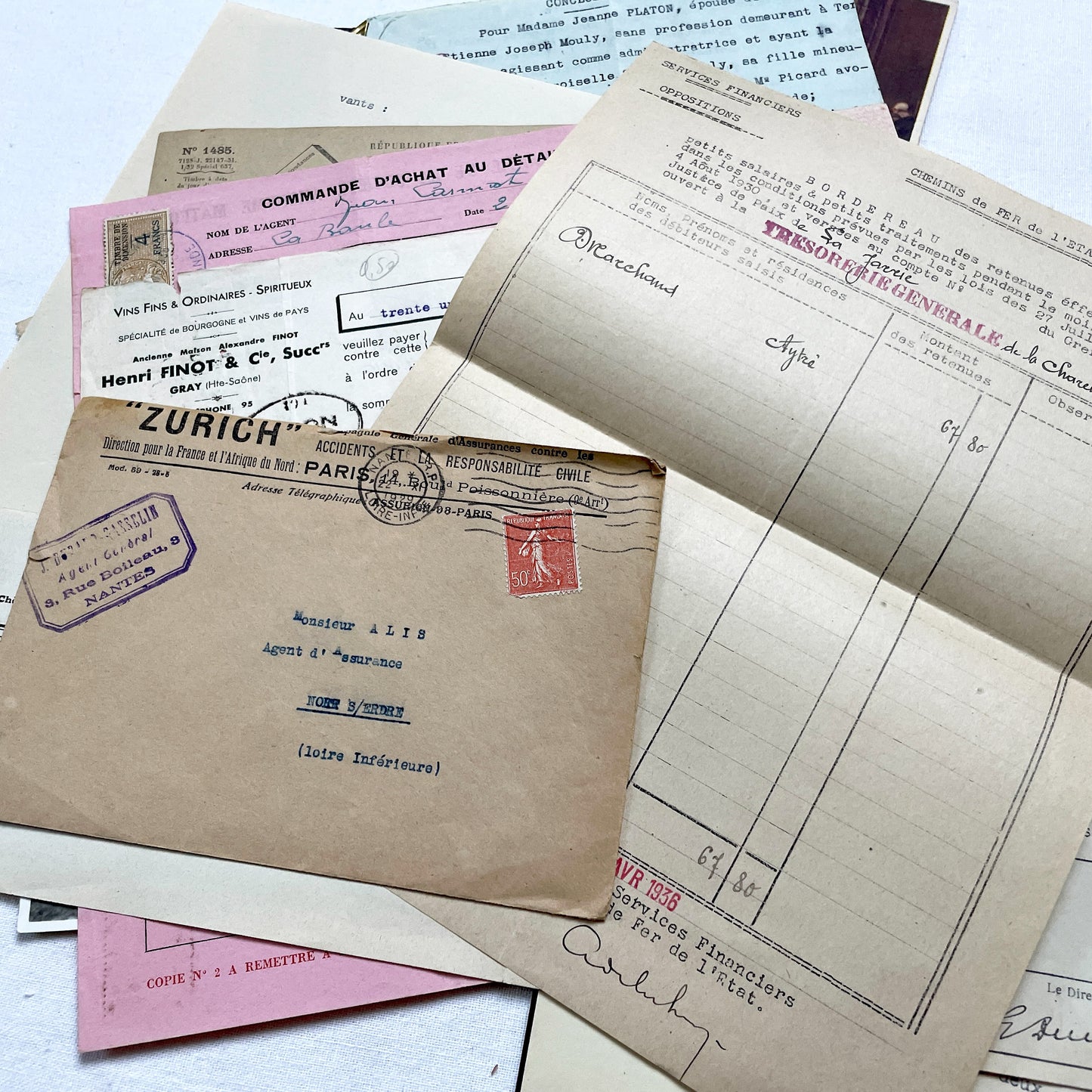 1930s - Authentic French Historical Paper Ephemera Collection - Vintage Documents - Letters - Invoices - Receipts - Photos - Old Paper Lot