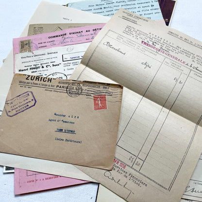 1930s - Authentic French Historical Paper Ephemera Collection - Vintage Documents - Letters - Invoices - Receipts - Photos - Old Paper Lot
