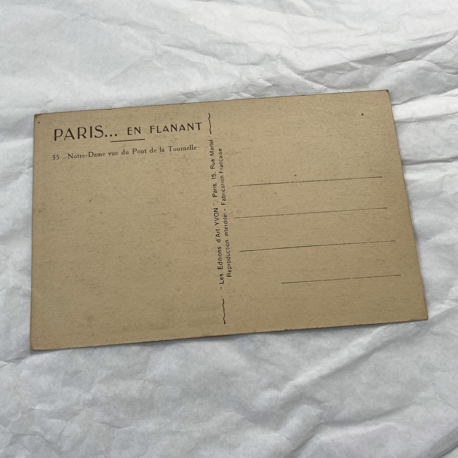 1930s - Vintage Notre Dame Cathedral Postcard - Paris France Architecture - Seine River Bridge View - Sepia Tone Print - Parisian Landmark