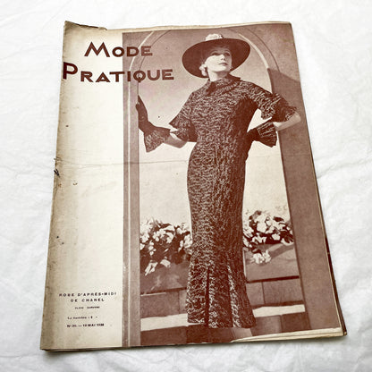 1930s - Vintage French Mode Pratique Fashion Magazine - Chanel Afternoon Dress - Sewing Patterns - Homemaking - Timeless Style & Elegance