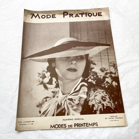 1930s - Vintage French Fashion Magazine - Mode Pratique - Spring Fashions - Retro Style - Clothing Patterns - Women's Wear - 1936 Issue