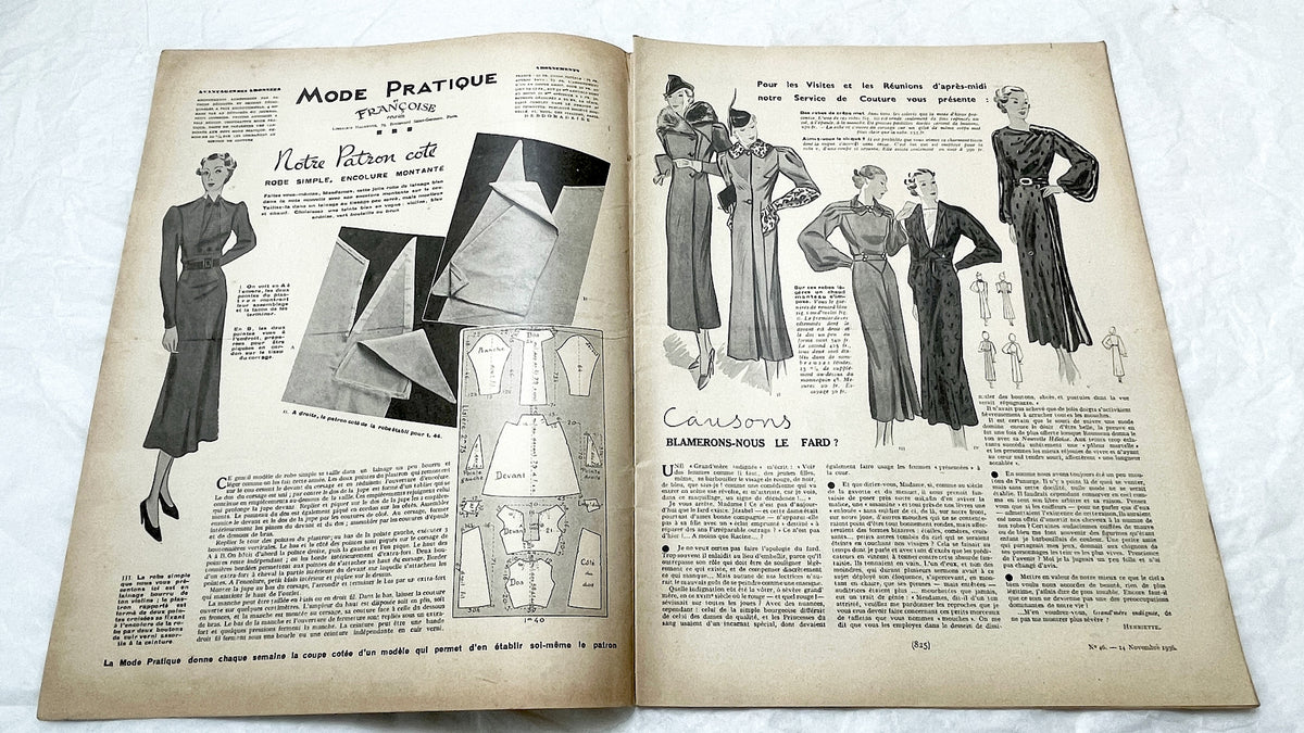1930s - Mode Pratique Magazine - French Vintage Fashion Patterns - 1938 Women's Clothing & Lifestyle - Crafts